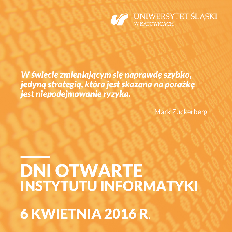 plakat promujący dzień otwarty Instytutu Informatyki